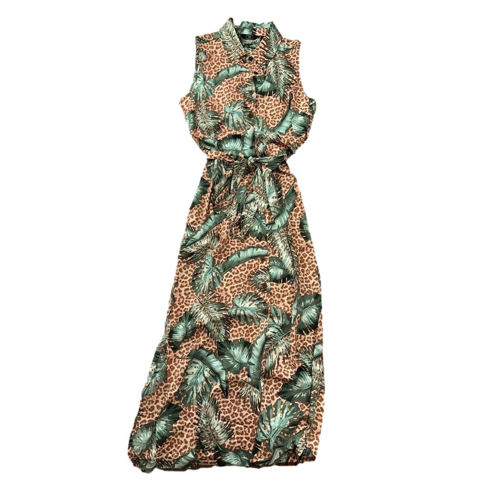 G by GUILIANA Women tropical button up sleeveless cheetah leopard print maxi NWT - Picture 3 of 9